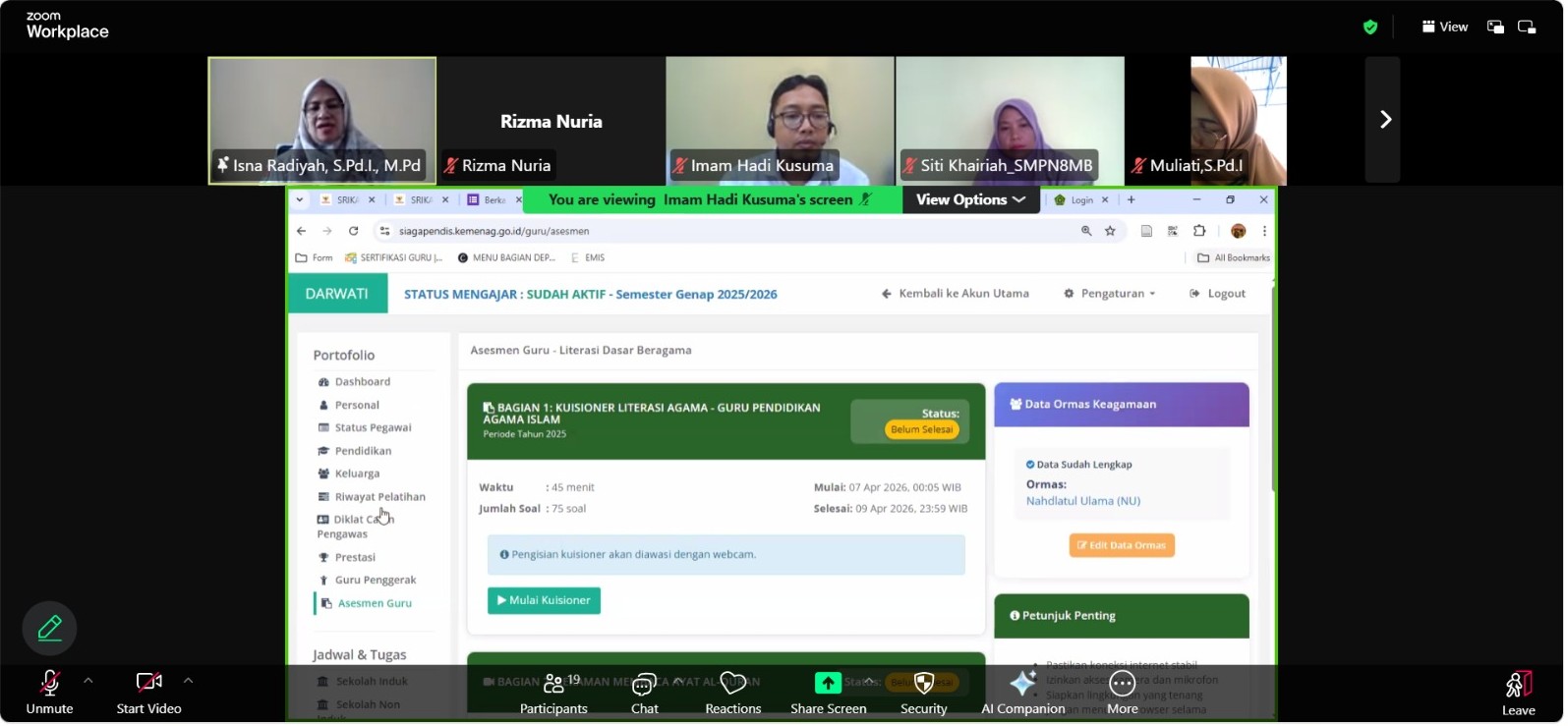 Pendais Kemenag Kukar Perkuat Kompetensi Guru PAI melalui Asesmen dan KKG/MGMP